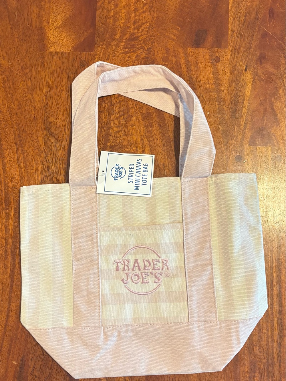 Pink Striped Mini Canvas Tote Bag NWT